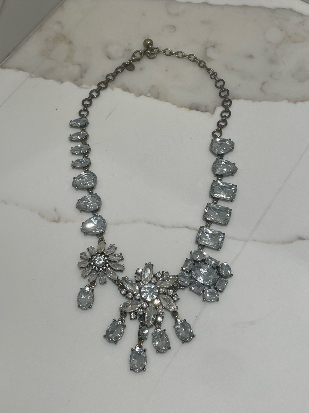 Nordstrom Silver-Tone Crystal Floral Bib Necklace